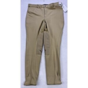 JPC EQUESTRIAN Tuffrider Front Zip Knee Patch Breeches Men LT. TAN 36L NWT